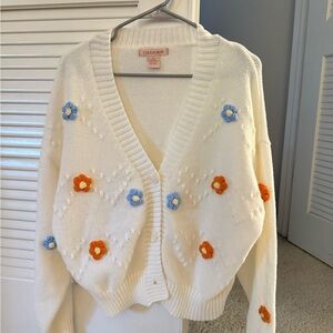 Women's White Floral Sweater